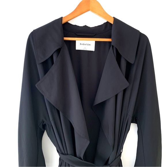 Aritzia Babaton Bascom Lightweight Black Flowy Trench Coat Medium - Picture 8 of 8